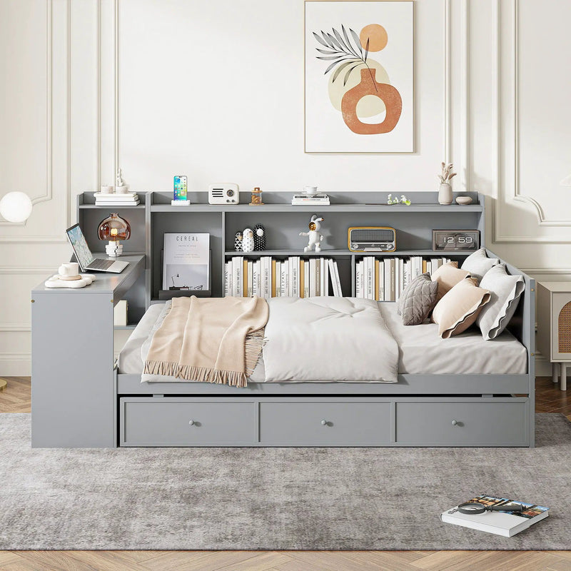 Daybed With 3 Drawers USB Ports And Desk by HouseOfZazla