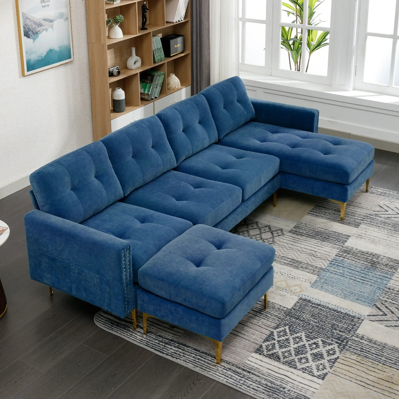 Modern L - Shape Convertible Sectional Sofa With Movable Ottoman by HouseOfZazla