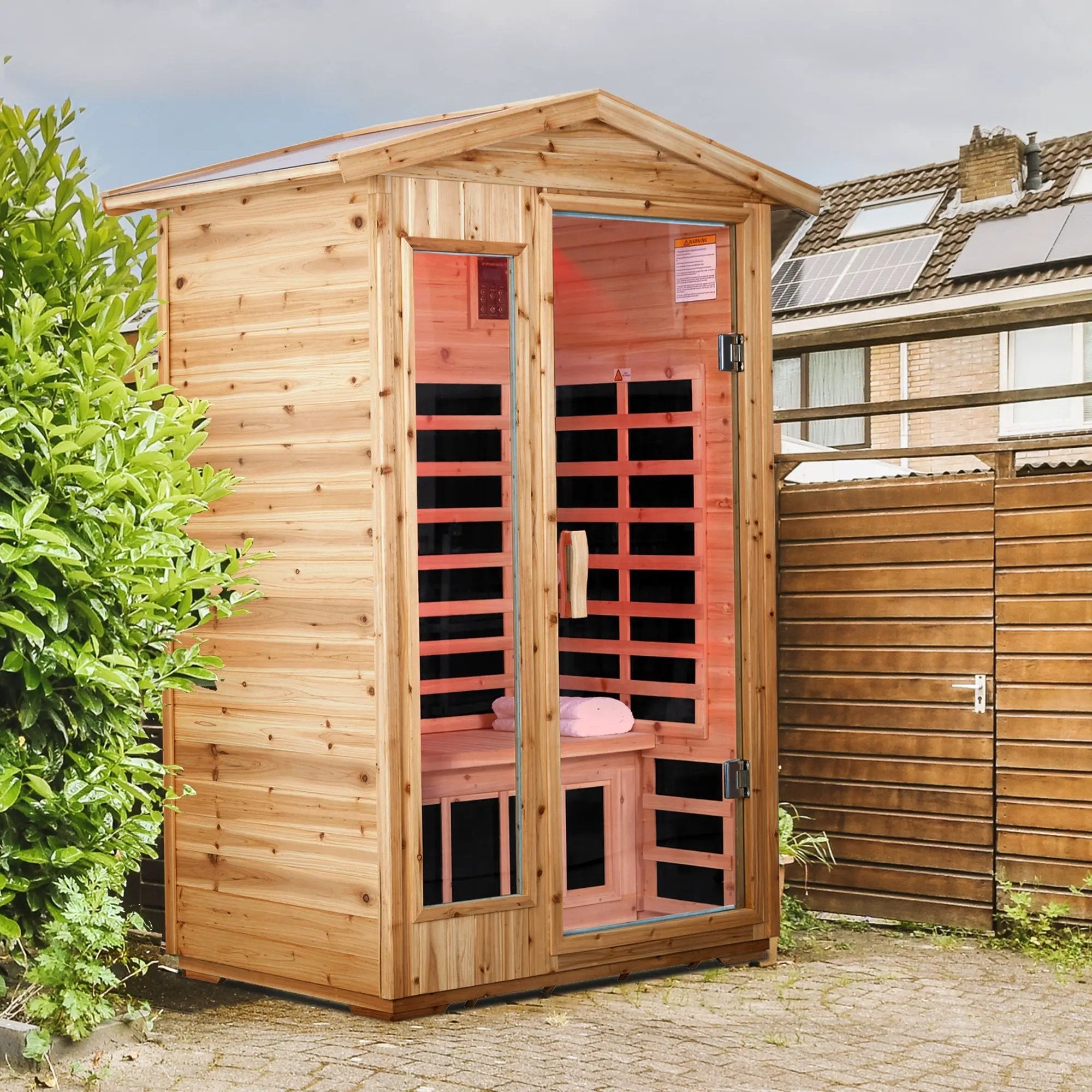 Two Person Far Infrared Old Fir Outdoor Sauna Room with Bluetooth and LED Lighting by HouseOfZazla