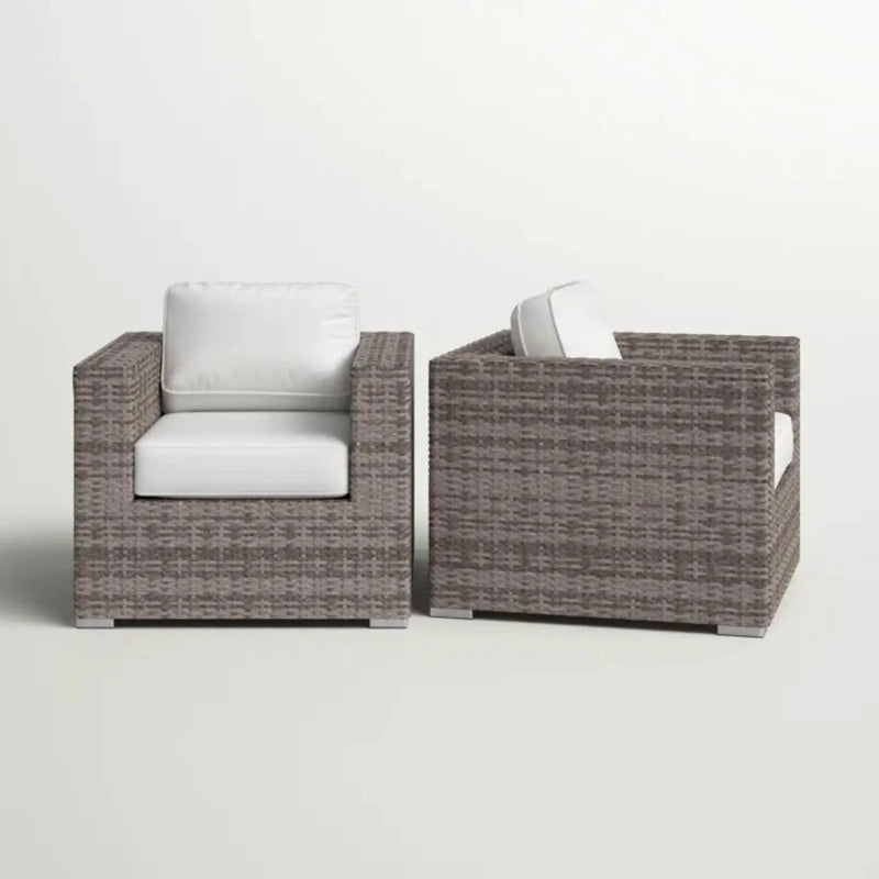 Grade - Club Patio Chair With Sunbrella Cushions (Set of 2) - Gray Mix / White by HouseOfZazla