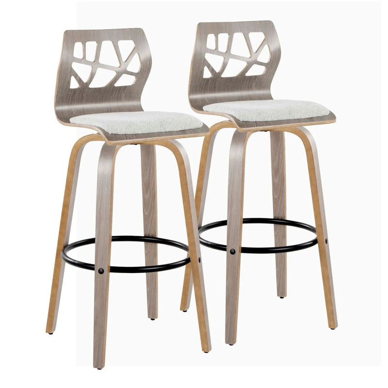 Folia - Contemporary Fixed Height Stool With Swivel With Round Footrest (Set of 2) by HouseOfZazla