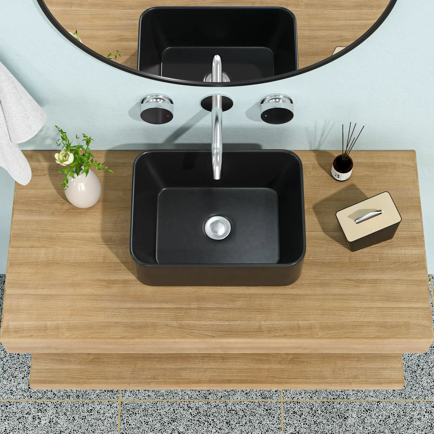 Sleek Ceramic Rectangular Vessel Bathroom Sink by HouseOfZazla