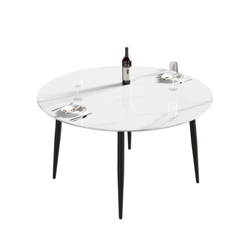 Modern Man-Made Stone Round Metal Dining Table-Position For 6 People by Unique Piece Furniture