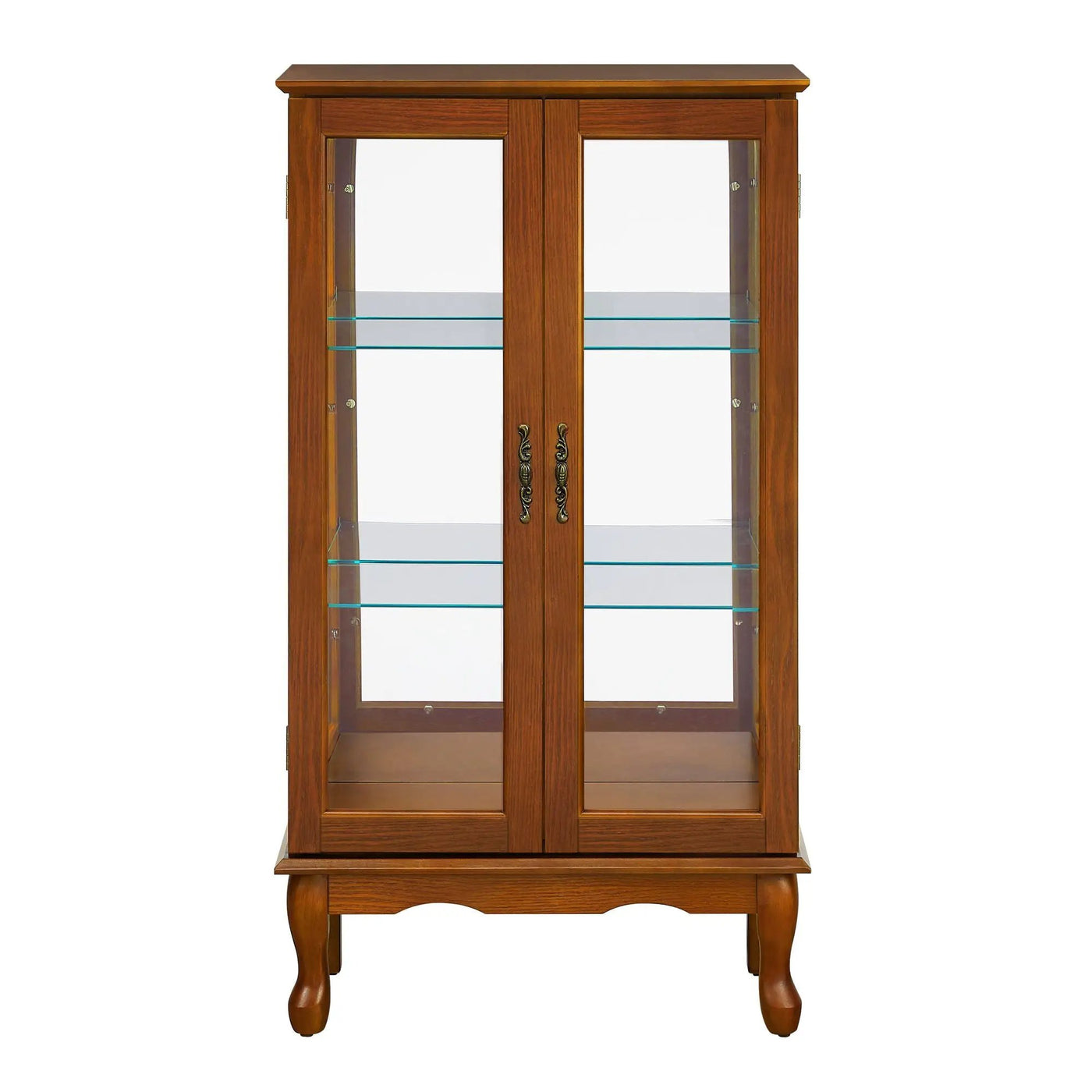 Curio Cabinet Lighted Curio Diapaly Cabinet With Adjustable Shelves And Mirrored Back Panel, Tempered Glass Doors (3 Tier), (E26 Light Bulb Not Included) by HouseOfZazla