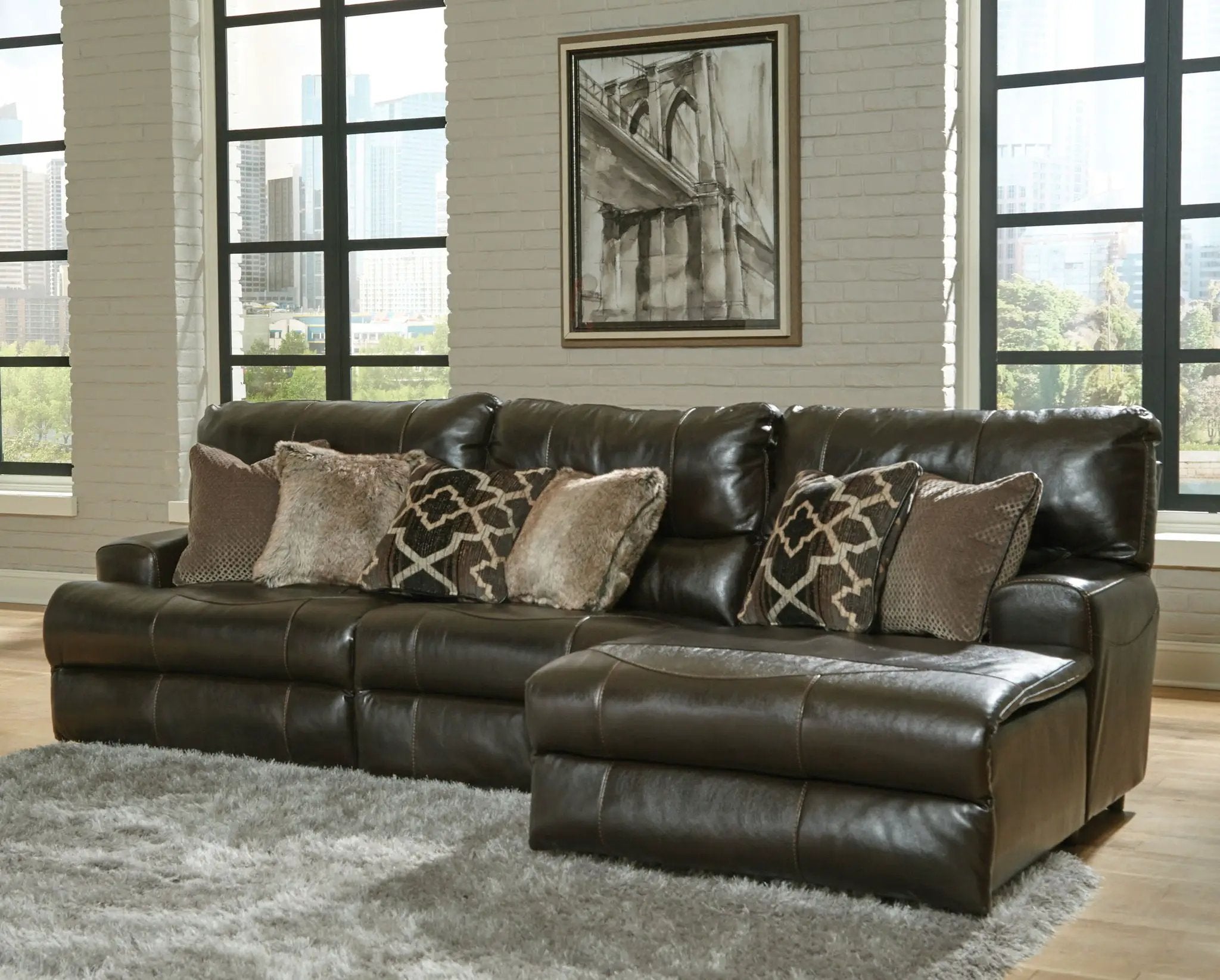 Como - 3 Piece Italian Leather Match Reclining Sectional by Unique Piece Furniture