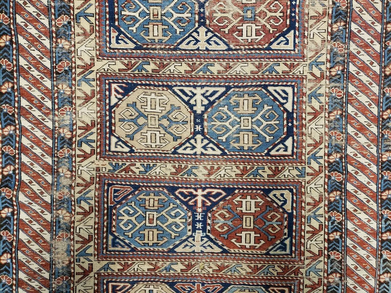 Antique Caucasian Rug 3x5, Shirvan Kazak Tribal Carpet by Jewel Rugs