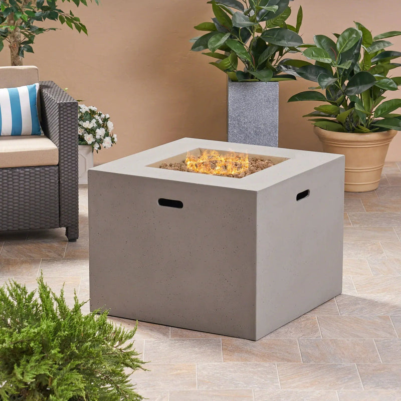 Outdoor Patio Square Gas Burning Concrete Fire Pit 40,000 BTU by HouseOfZazla