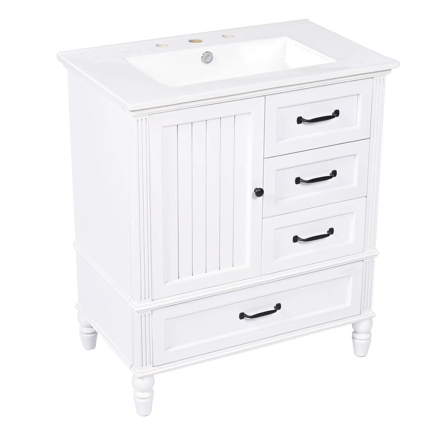 30" Bathroom Vanity With Sink, 3 Drawers, Adjustable Feet by HouseOfZazla