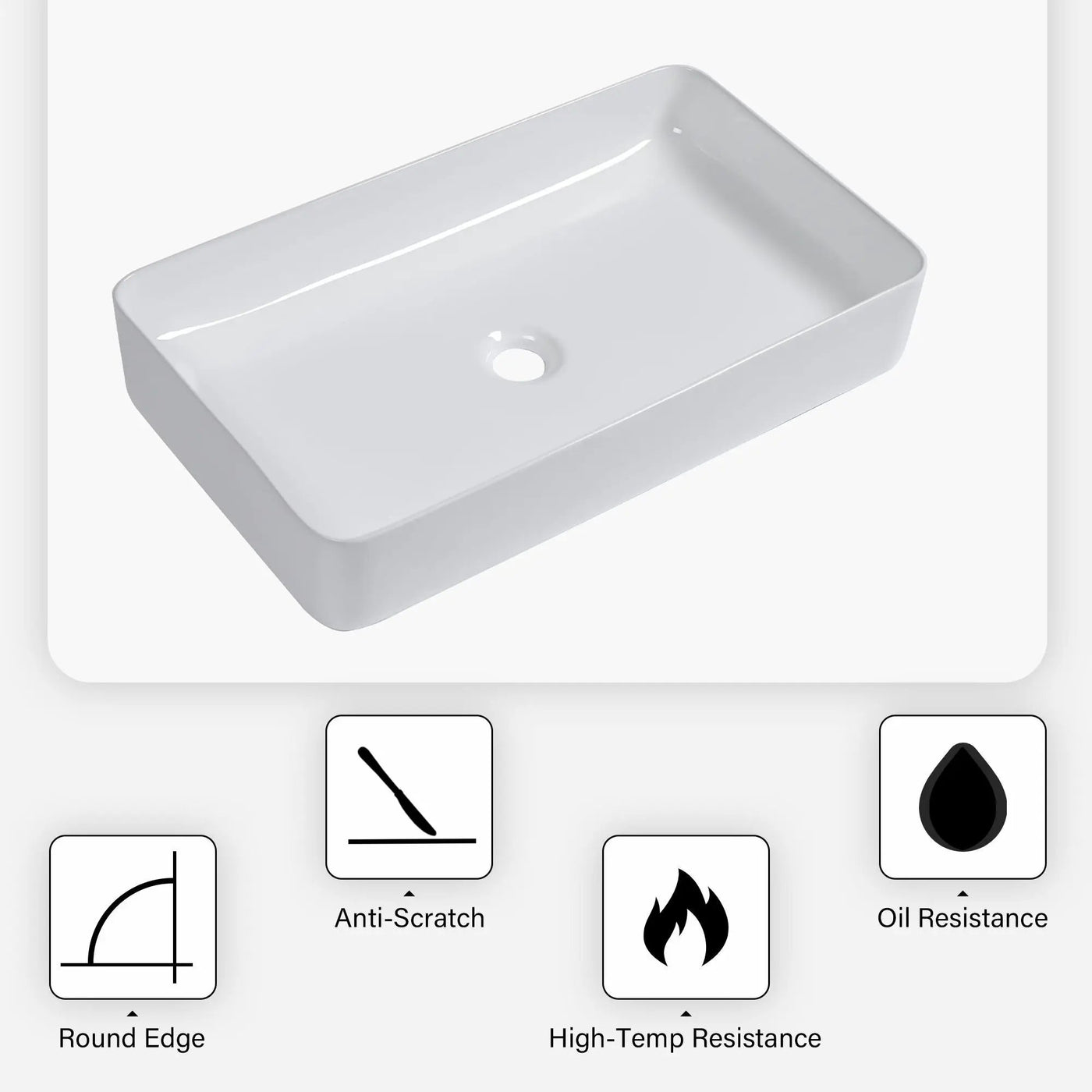 Modern Ceramic Rectangular Bathroom Vessel Sink With European Design by HouseOfZazla