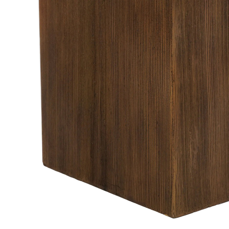 Mgo Square Side Table With Faux Stone Top And Wood Frame - Antique White / Natural Wood by HouseOfZazla