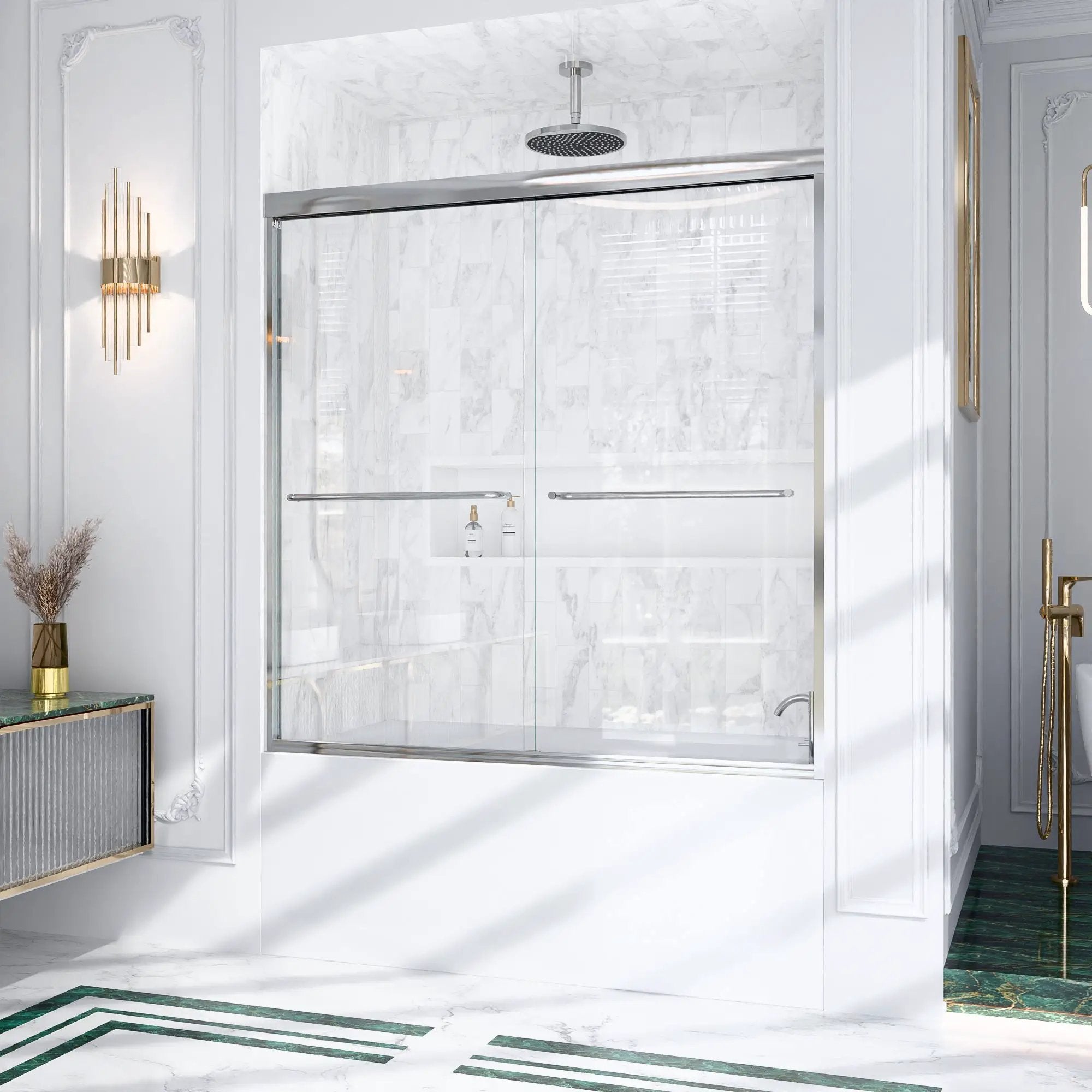 Semi-Frameless Double Sliding Shower Door by HouseOfZazla