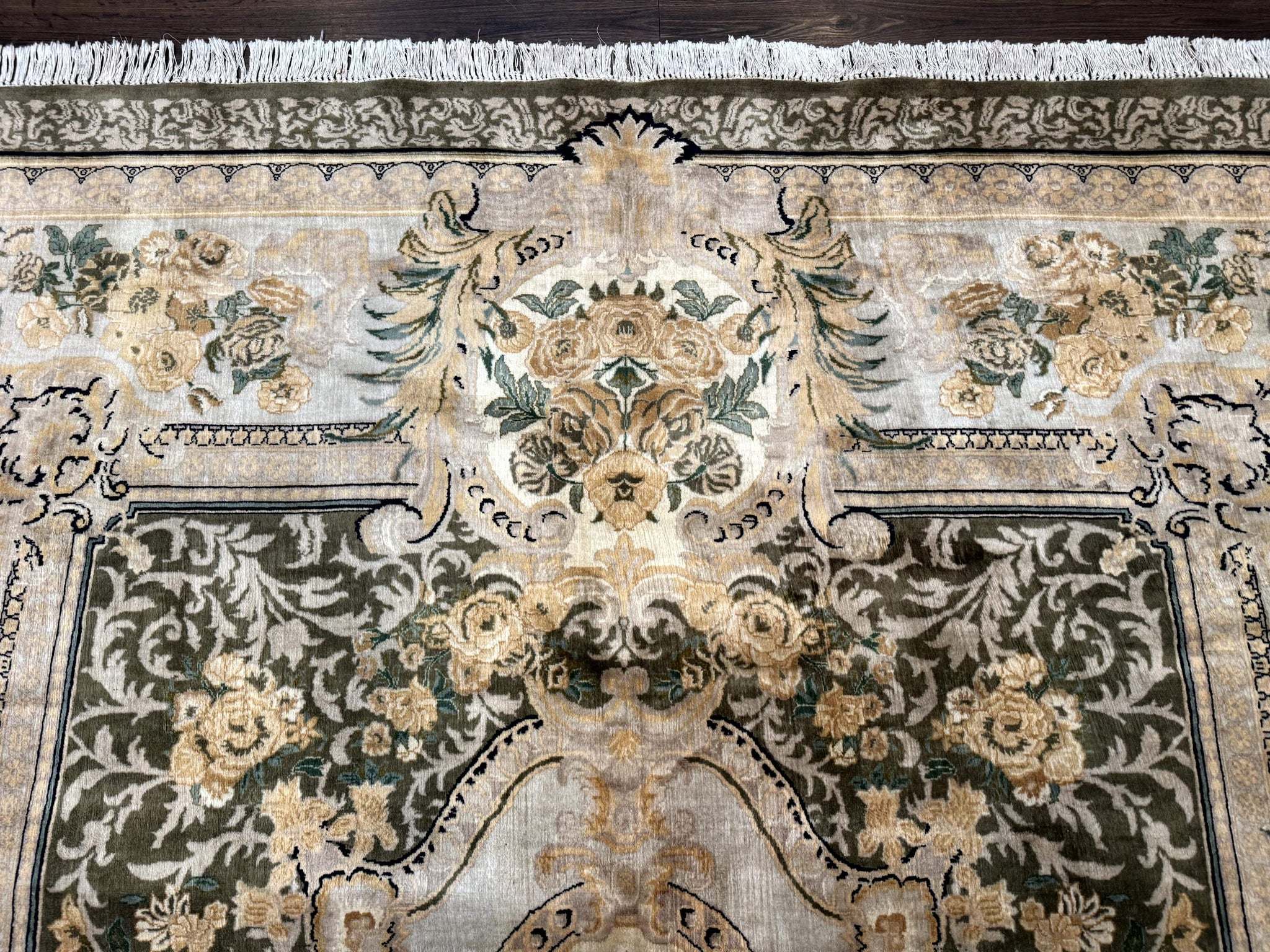 Aubusson Rug 8x10, Very Fine 225 KPSI, Floral, French European Design, Pakistani Carpet by Jewel Rugs