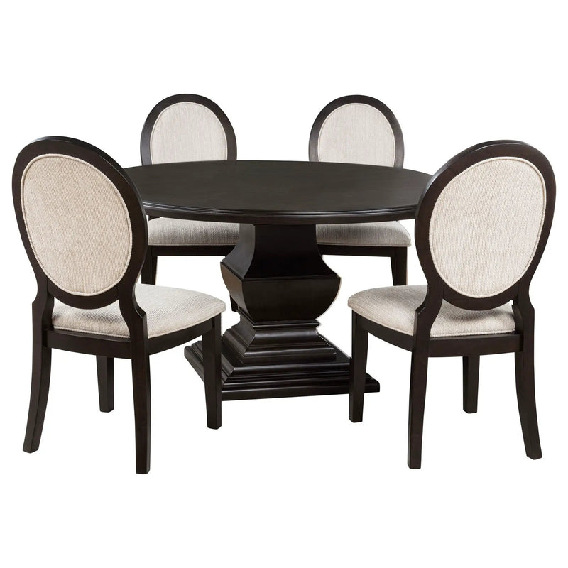 Twyla 5-piece Round Wood Dining Room Table Set Dark Cocoa by Unique Piece Furniture