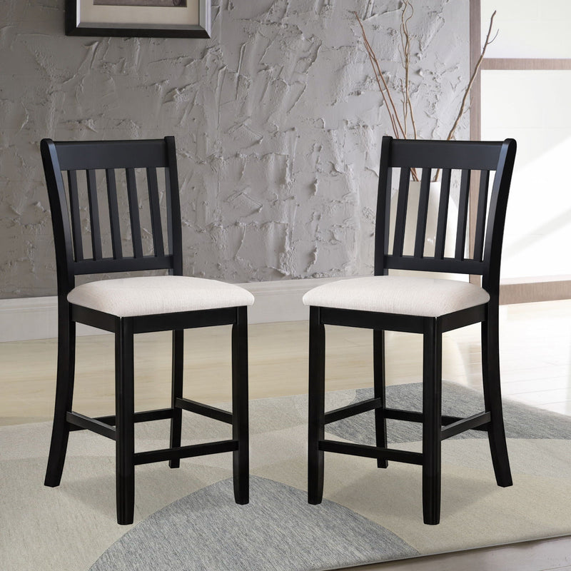 Transitional Rubberwood Dining Room Chairs (Set of 2) With Slatted Back - Black by HouseOfZazla