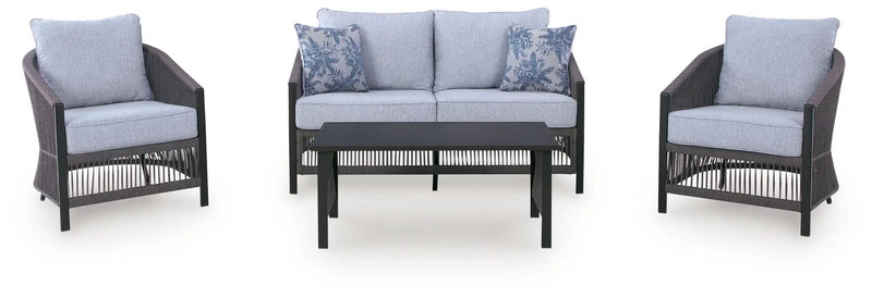 Bridges Beach - Loveseat, Lounge Chairs, Table Set (Set of 4) - Gray by Unique Piece Furniture