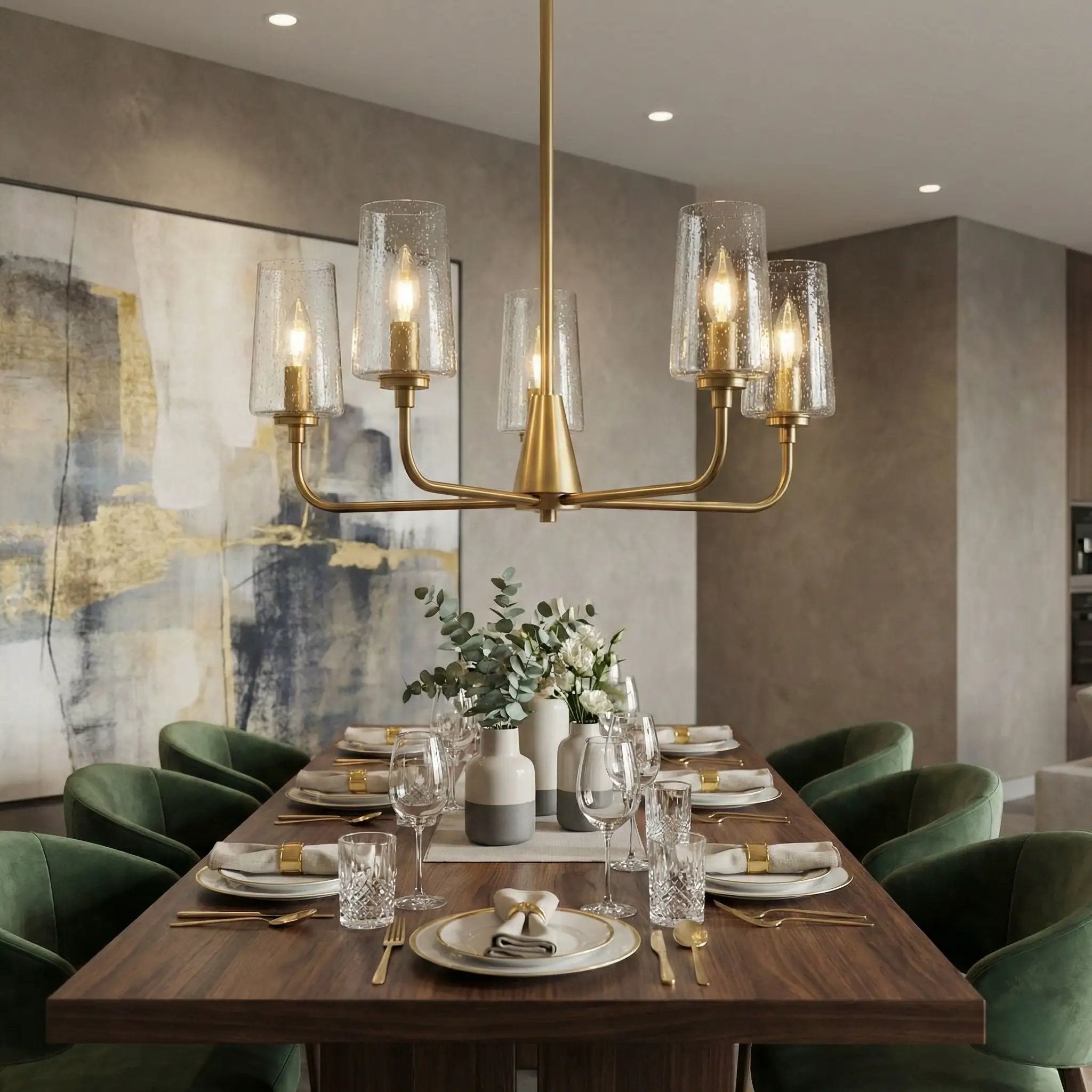 Dazzle - 5 Lights Chandelier With Clear Seeded Satin - Antique Brass / Clear / Gold by Unique Piece Furniture