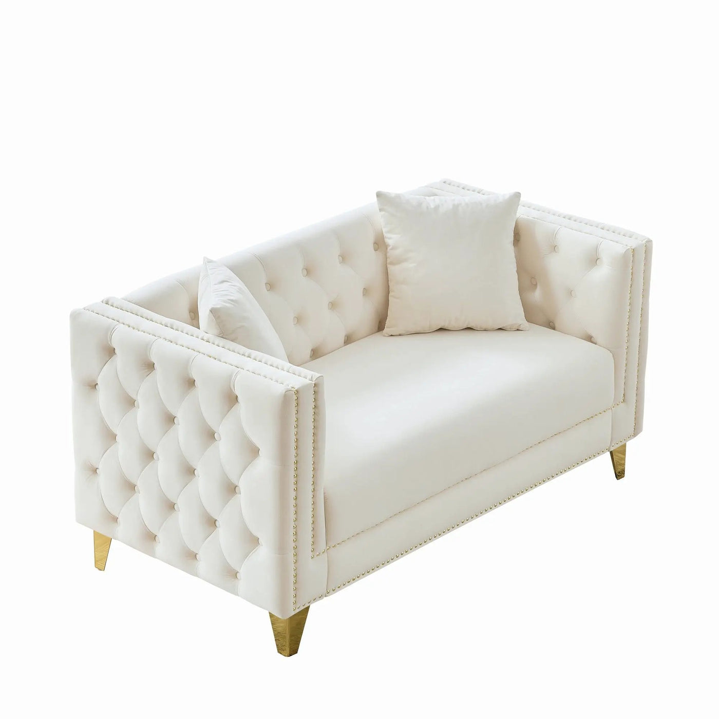 2 Seater Deep Seat Sofa With Button Nailhead, Square Arm by HouseOfZazla