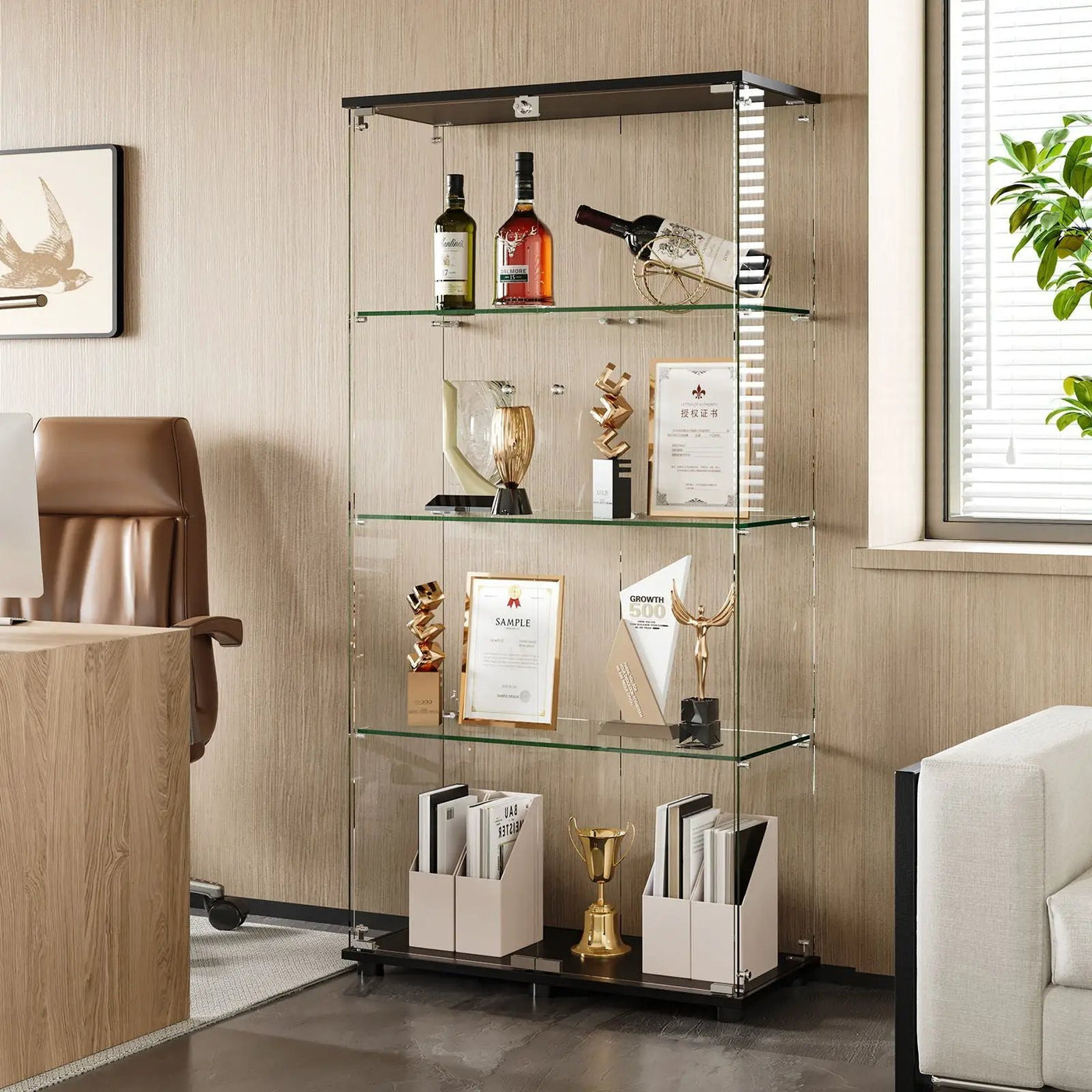 Display Cabinet With Shelf Double Doors And Lock by HouseOfZazla