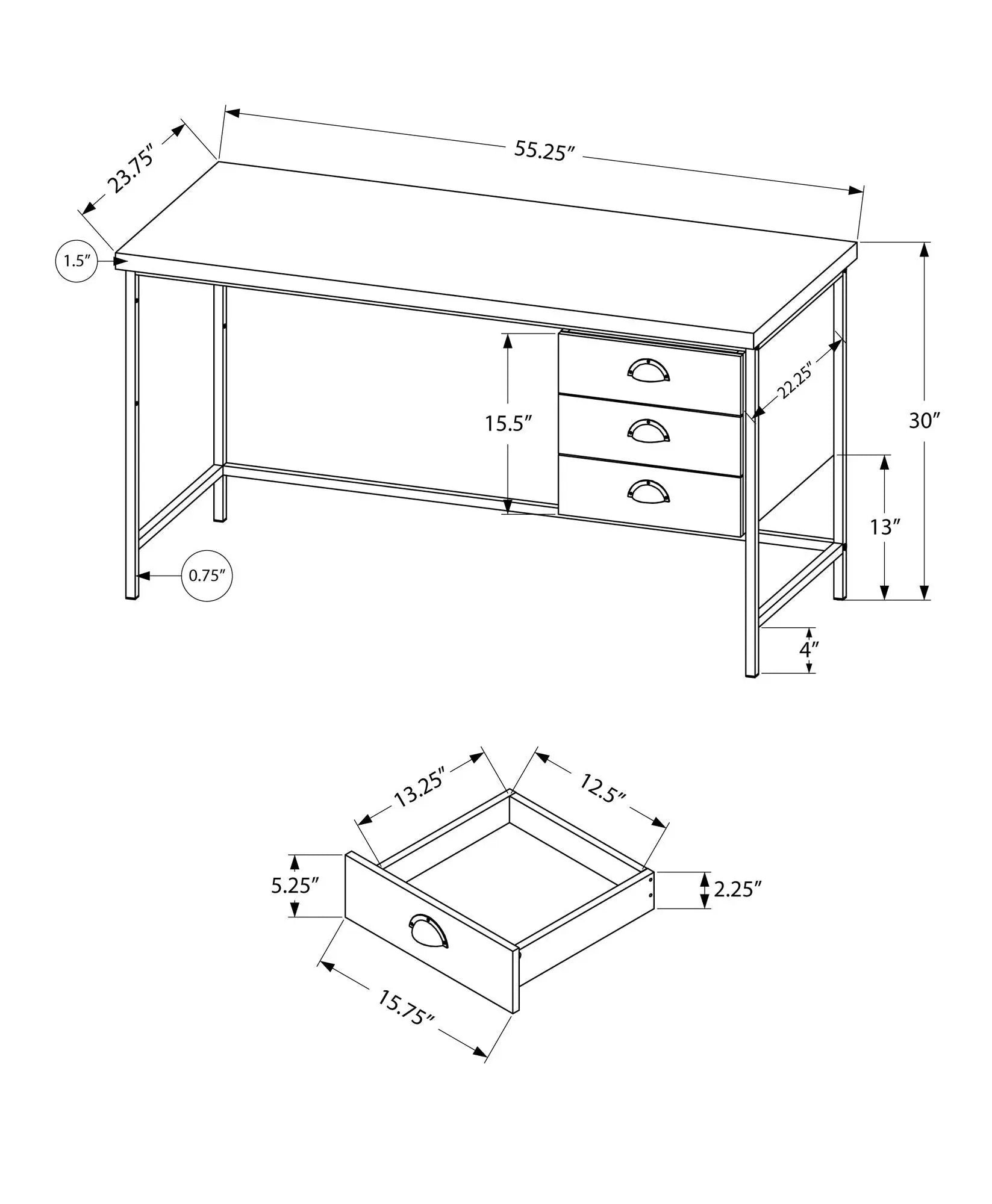 Computer Desk For Home Office, Laptop, 3 Storage Drawers, Contemporary & Modern by HouseOfZazla