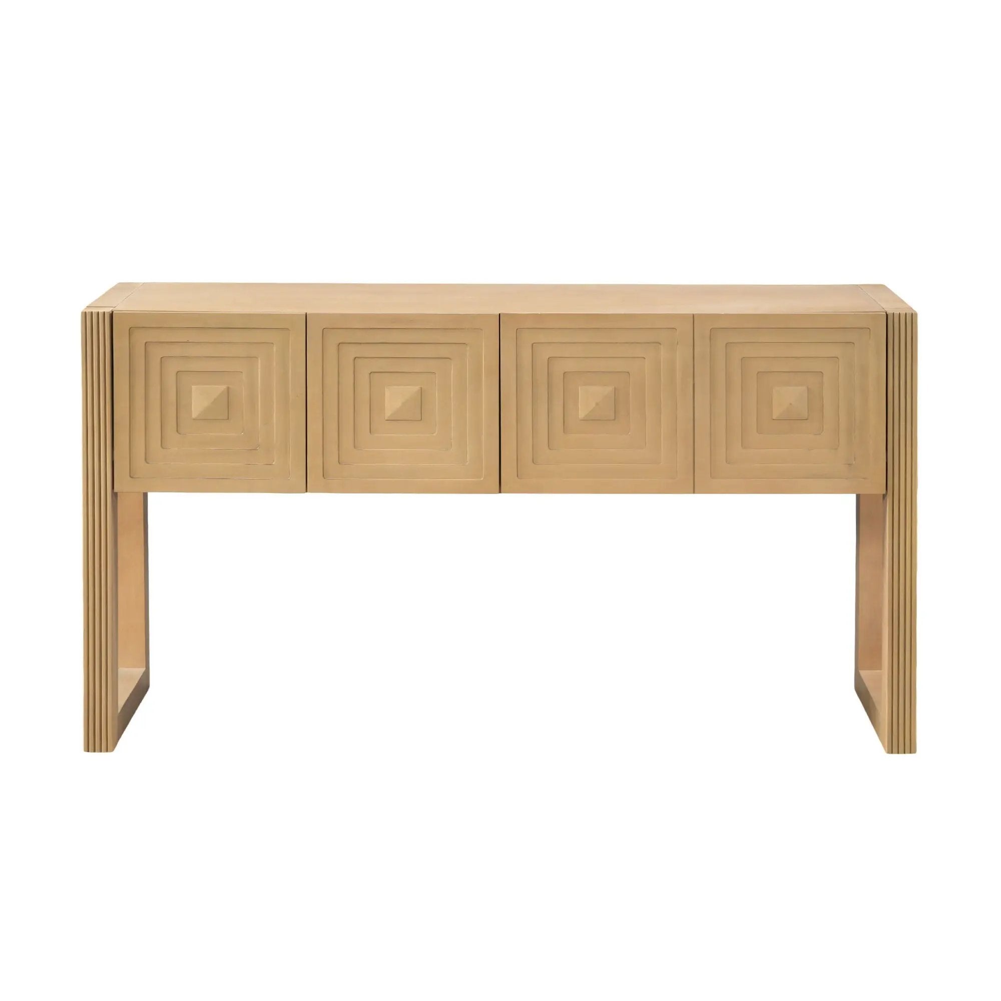 Geometric Carved Console Table With 3 Soft Close Drawers by HouseOfZazla