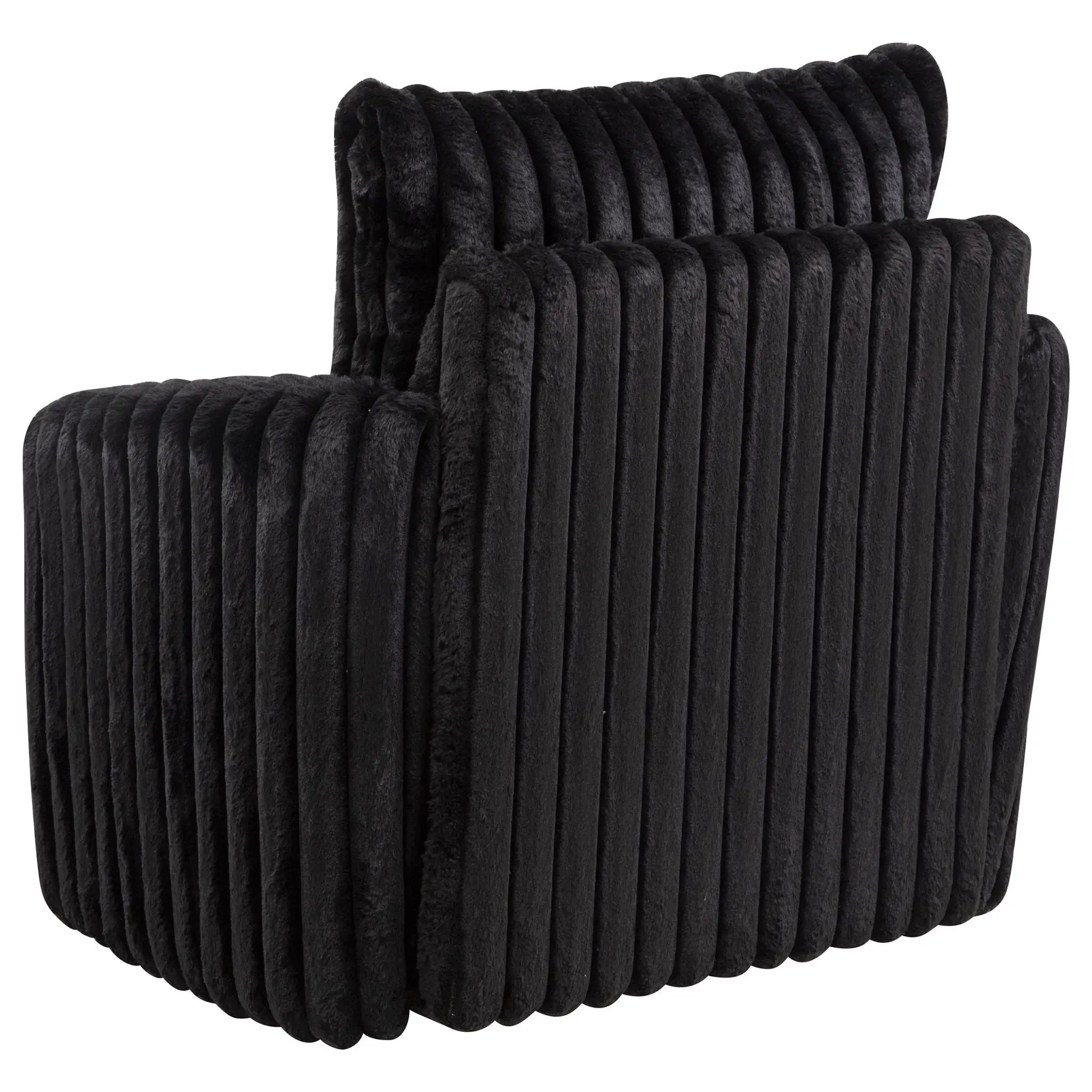 Sarco Corduroy Upholstered Swivel Accent Arm Chair Black by Unique Piece Furniture