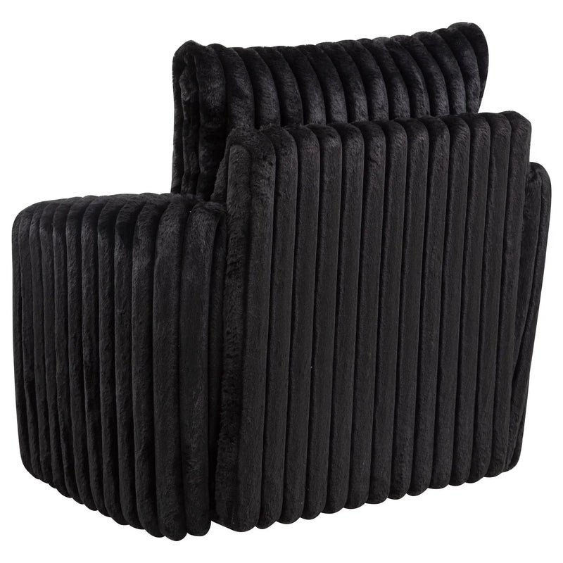 Sarco Corduroy Upholstered Swivel Accent Arm Chair Black by Unique Piece Furniture