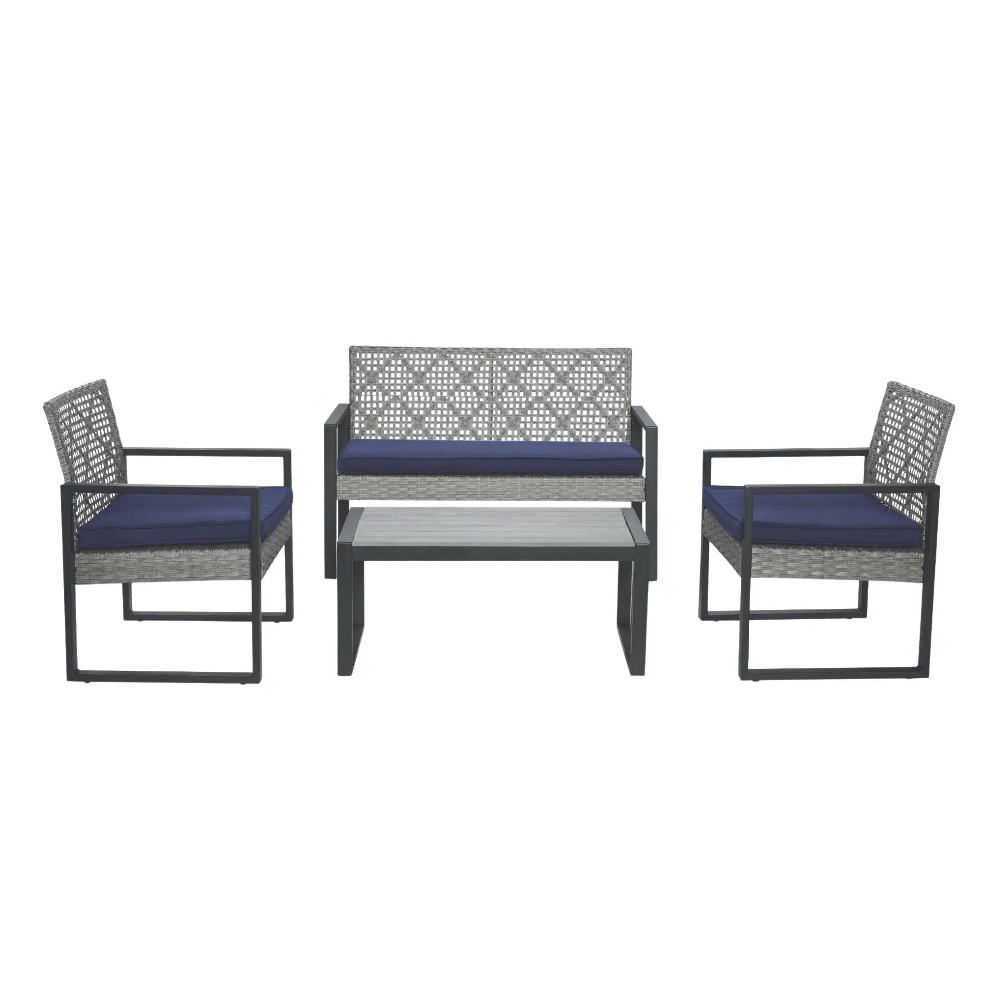 4 Piece Patio Furniture Set With Acacia Wood Table Top And Cushions by Unique Piece Furniture