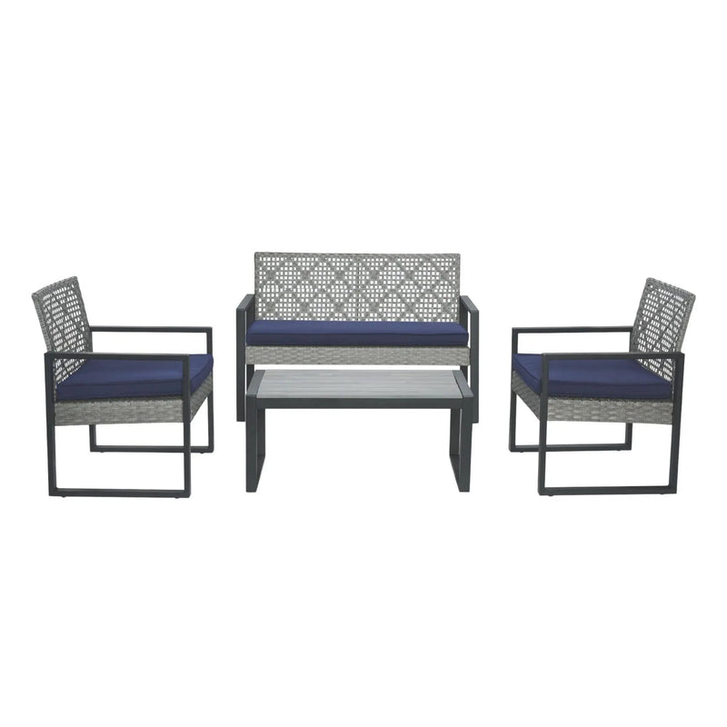 4 Piece Patio Furniture Set With Acacia Wood Table Top And Cushions by Unique Piece Furniture