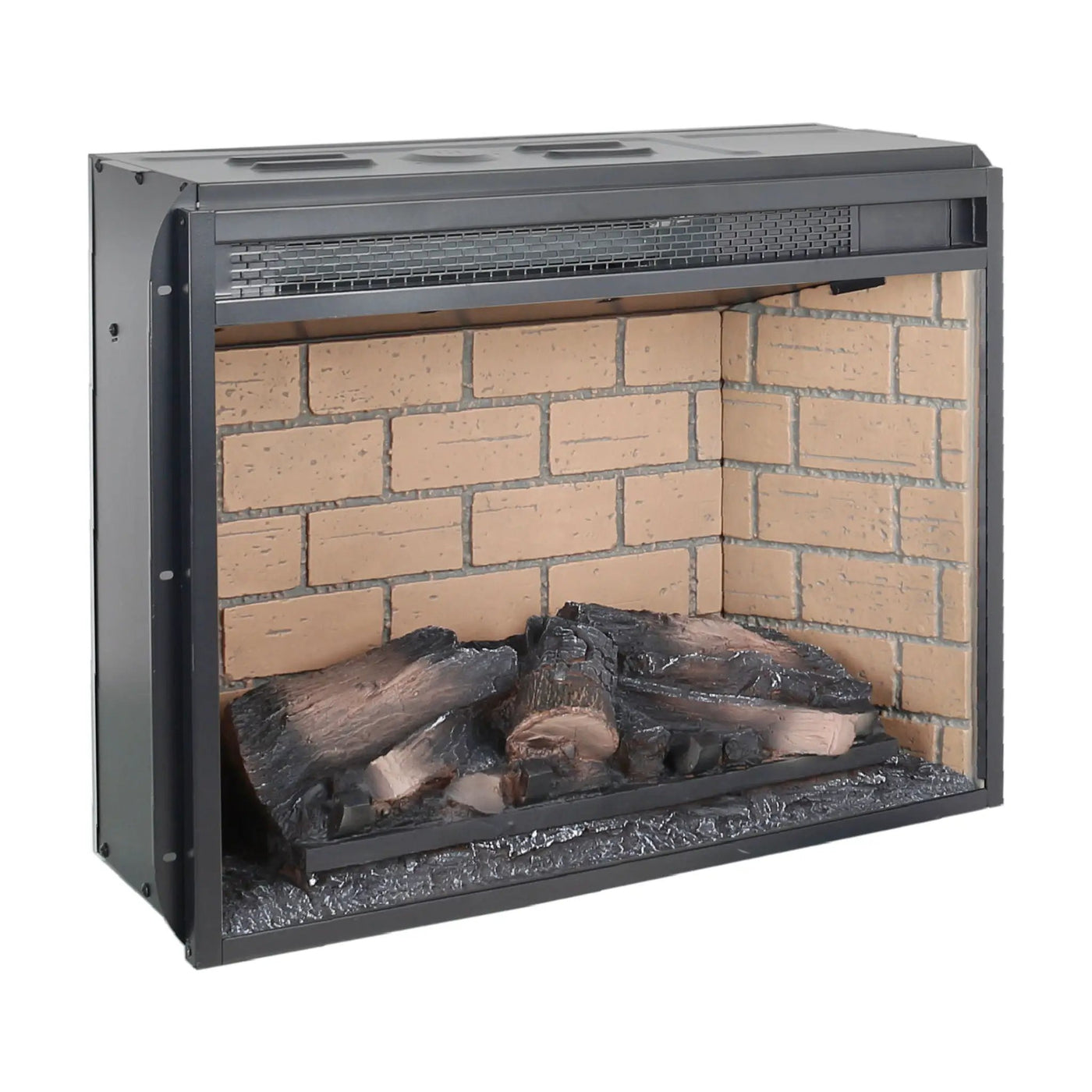 Infrared Quartz Heater Fireplace Insert -Woodlog Version With Brick by Unique Piece Furniture