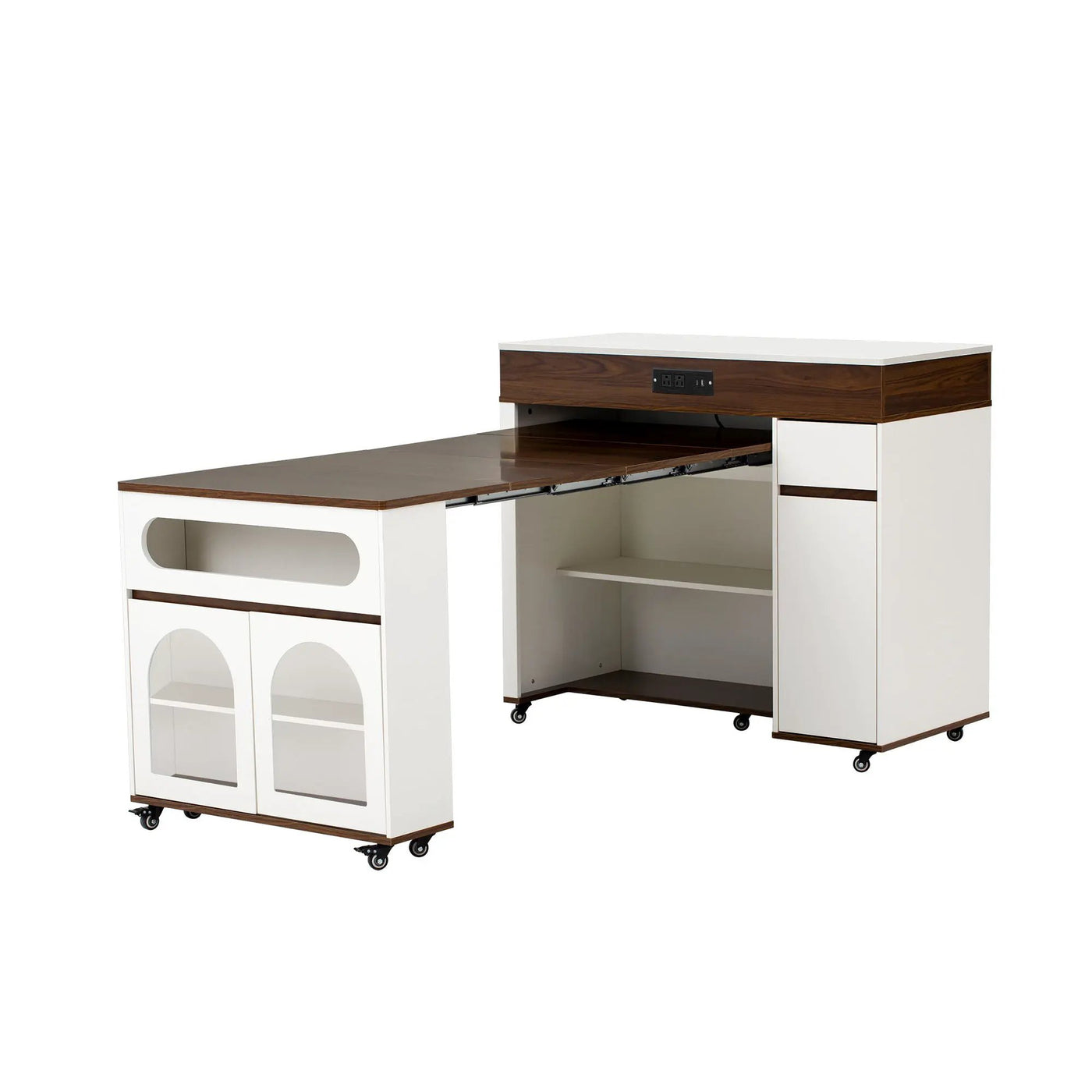 Extendable Dining Table With Folding Top, Rolling Kitchen Island With Drawers And Power Outlet by HouseOfZazla