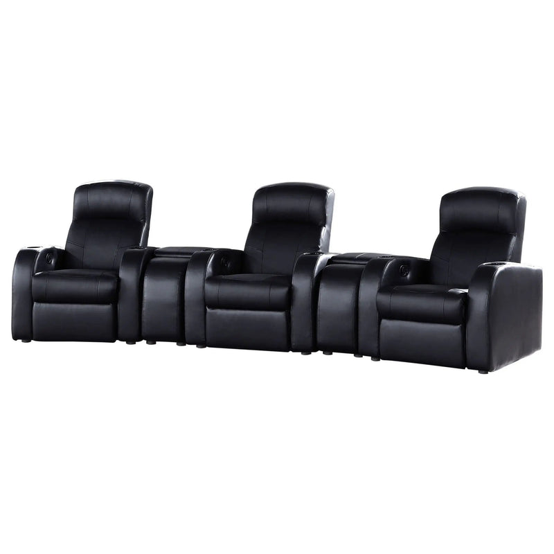 Greenfield - 3 Seater Home Theater With 2 Wedge Consoles - Black by HouseOfZazla