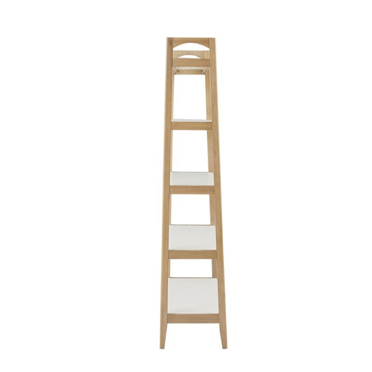Off White & Natural Ladder Bookcase with 5 Shelves - Solid Wood Frame, photo 4 of 9