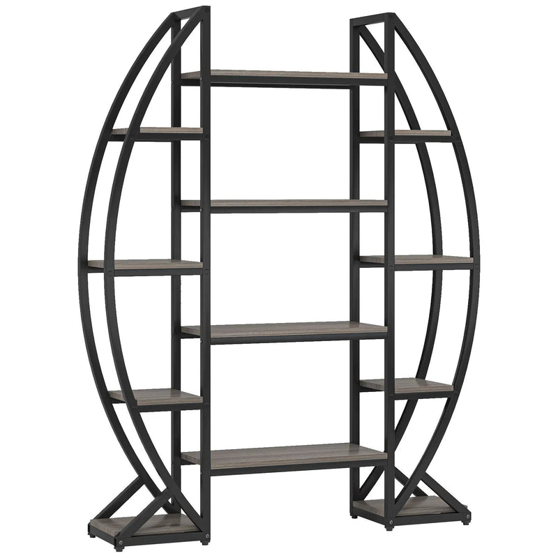 Triple Wide Oval Etagere Bookcase With Shelves For Living Room by HouseOfZazla