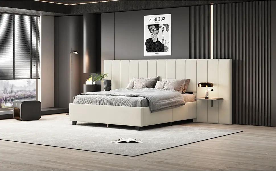 Upholstered Platform Bed With Big Headboard by HouseOfZazla