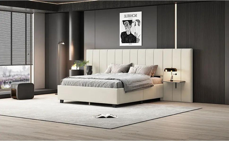 Upholstered Platform Bed With Big Headboard by HouseOfZazla
