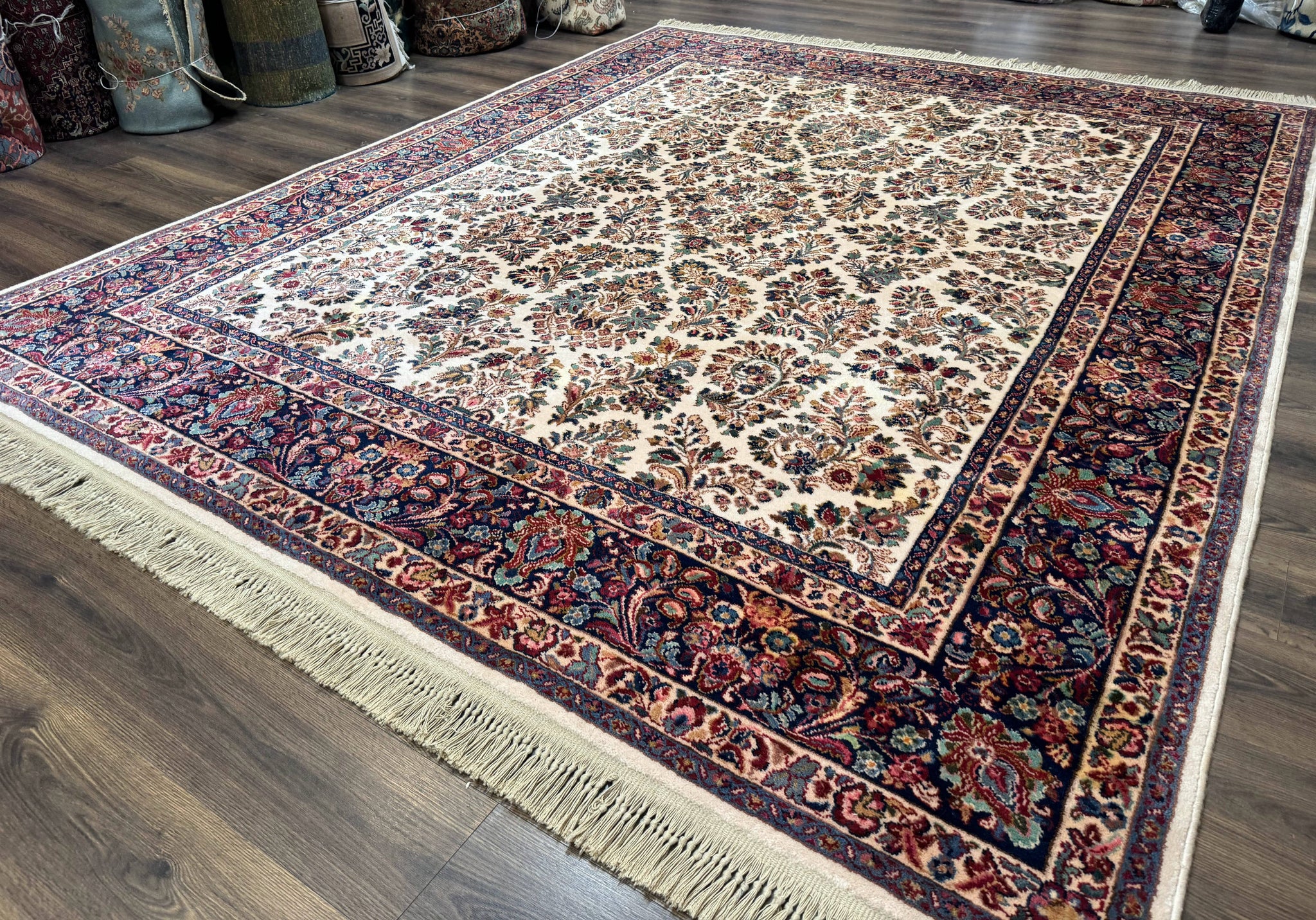 Karastan Rug 8.8 x 10.6 Ivory Sarouk #700/760, Wool Discontinued Original 700 Series by Jewel Rugs