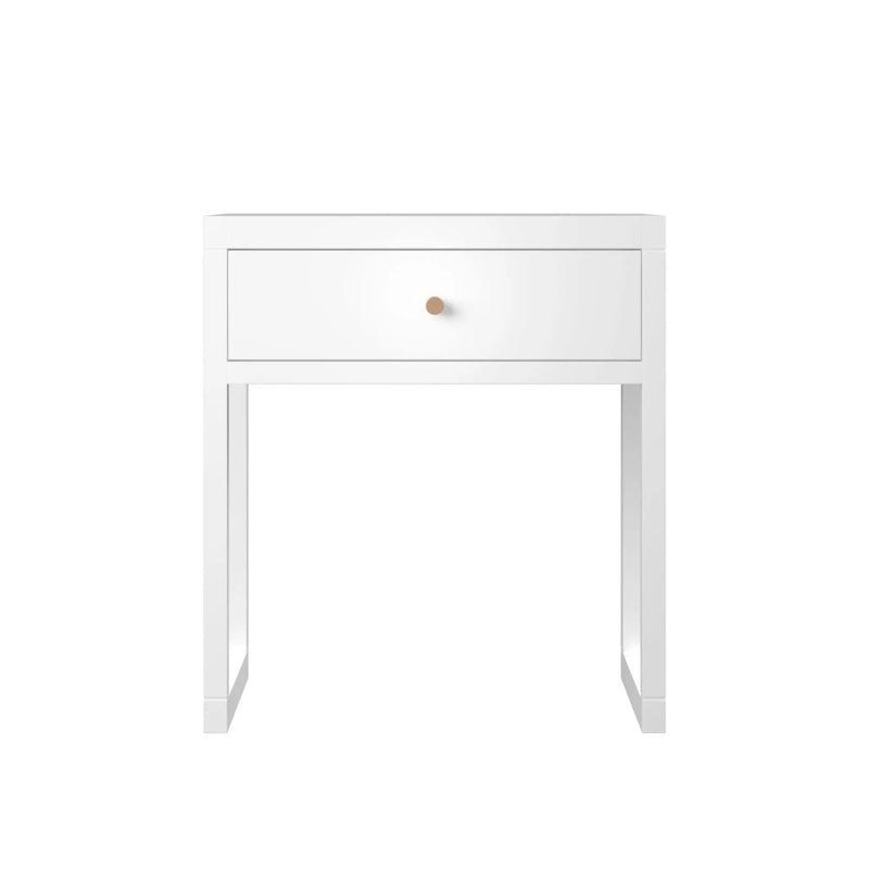 Nightstand With Drawer - Minimalist White Bedside Table by HouseOfZazla