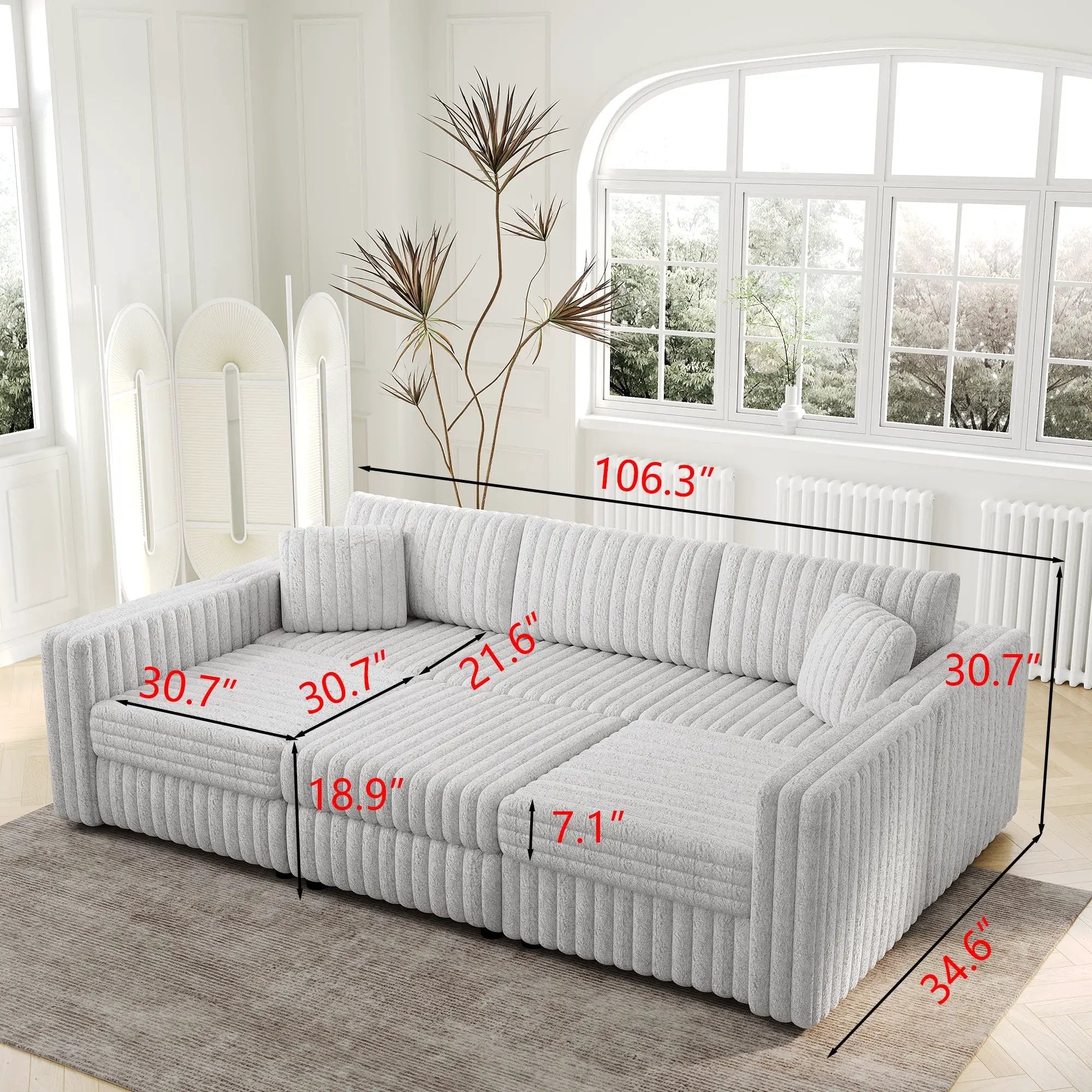 106.3" U-Shaped 6-Person Sofa with Ottoman by HouseOfZazla