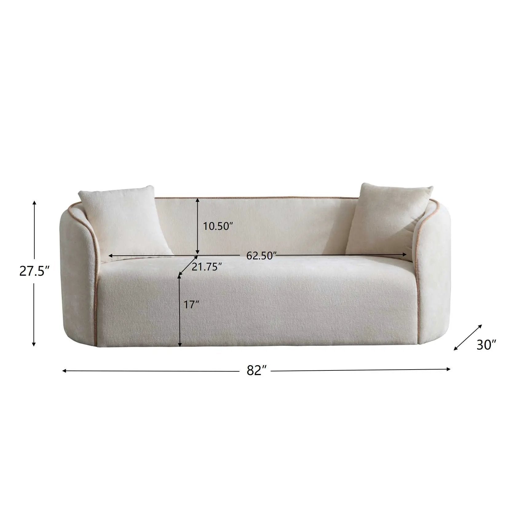 Coral 82" Curved Boucle Sofa, 3-Seater by HouseOfZazla