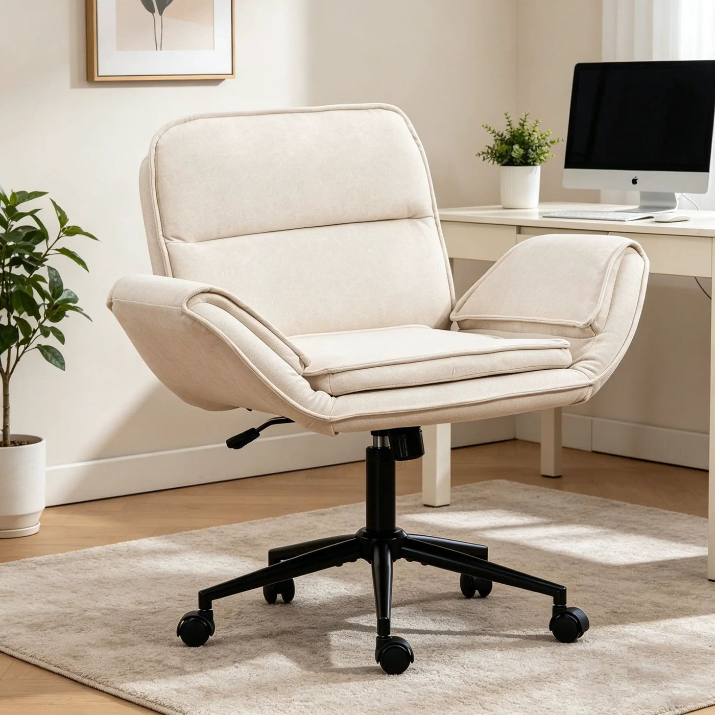 Criss Cross Swivel Desk Chair With Adjustable Armrests & Wheels For Home Office by HouseOfZazla