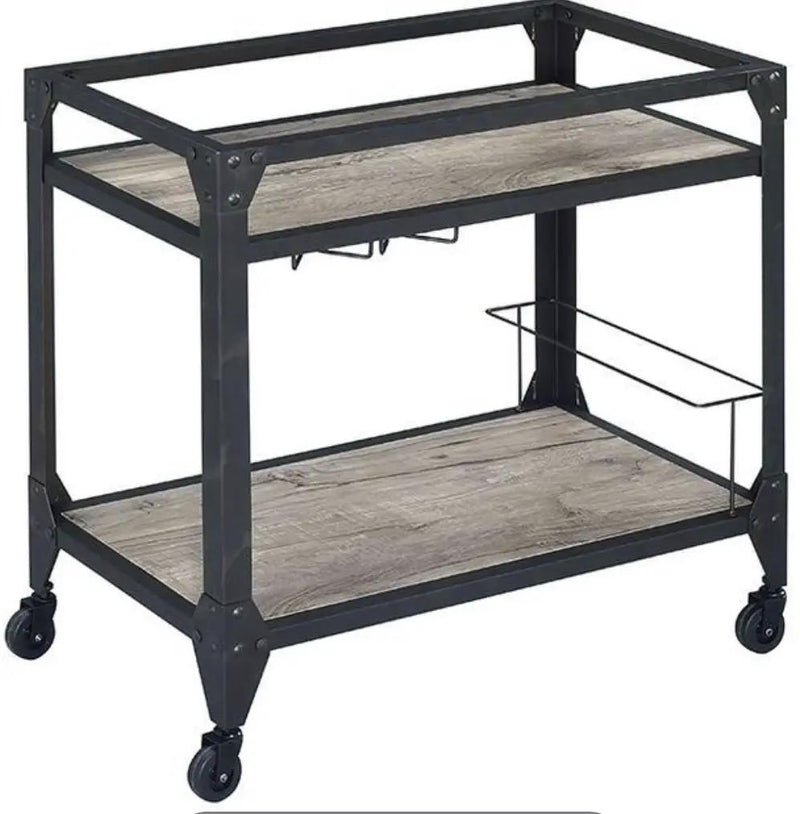 Jorgensen Serving Cart - Rustic Oak / Charcoal by HouseOfZazla