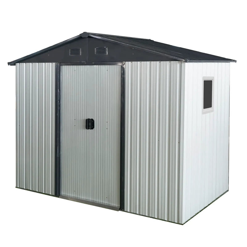 8Ft X 4Ft Outdoor Metal Storage Shed With Window And Metal Foundation For Backyard, Patio, Lawn by HouseOfZazla