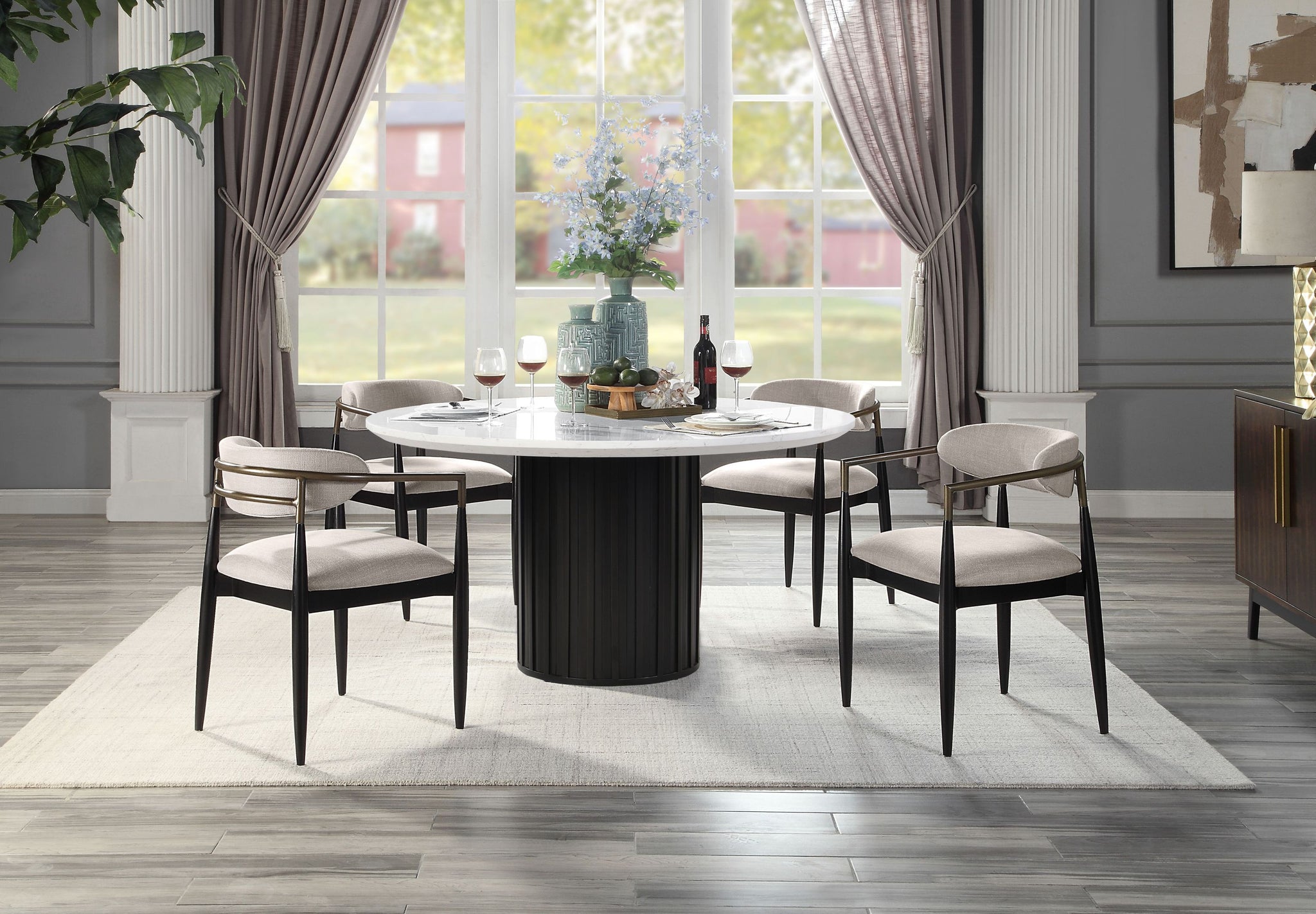 Set of 2 Beige and Black Armchair with Open Back by BLAKHOM