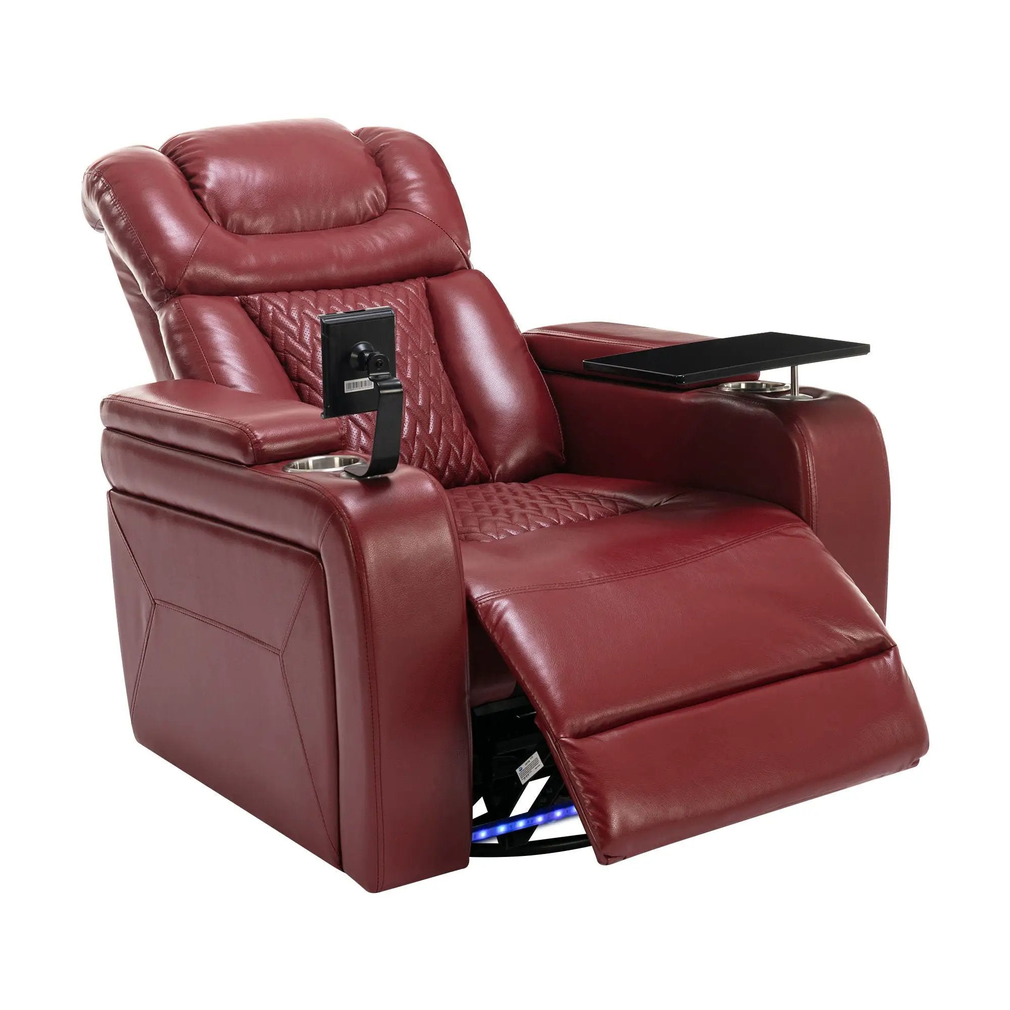 270 Degree Swivel Power Recliner With Tray Table, Phone Holder, Cup Holder, USB Port by HouseOfZazla
