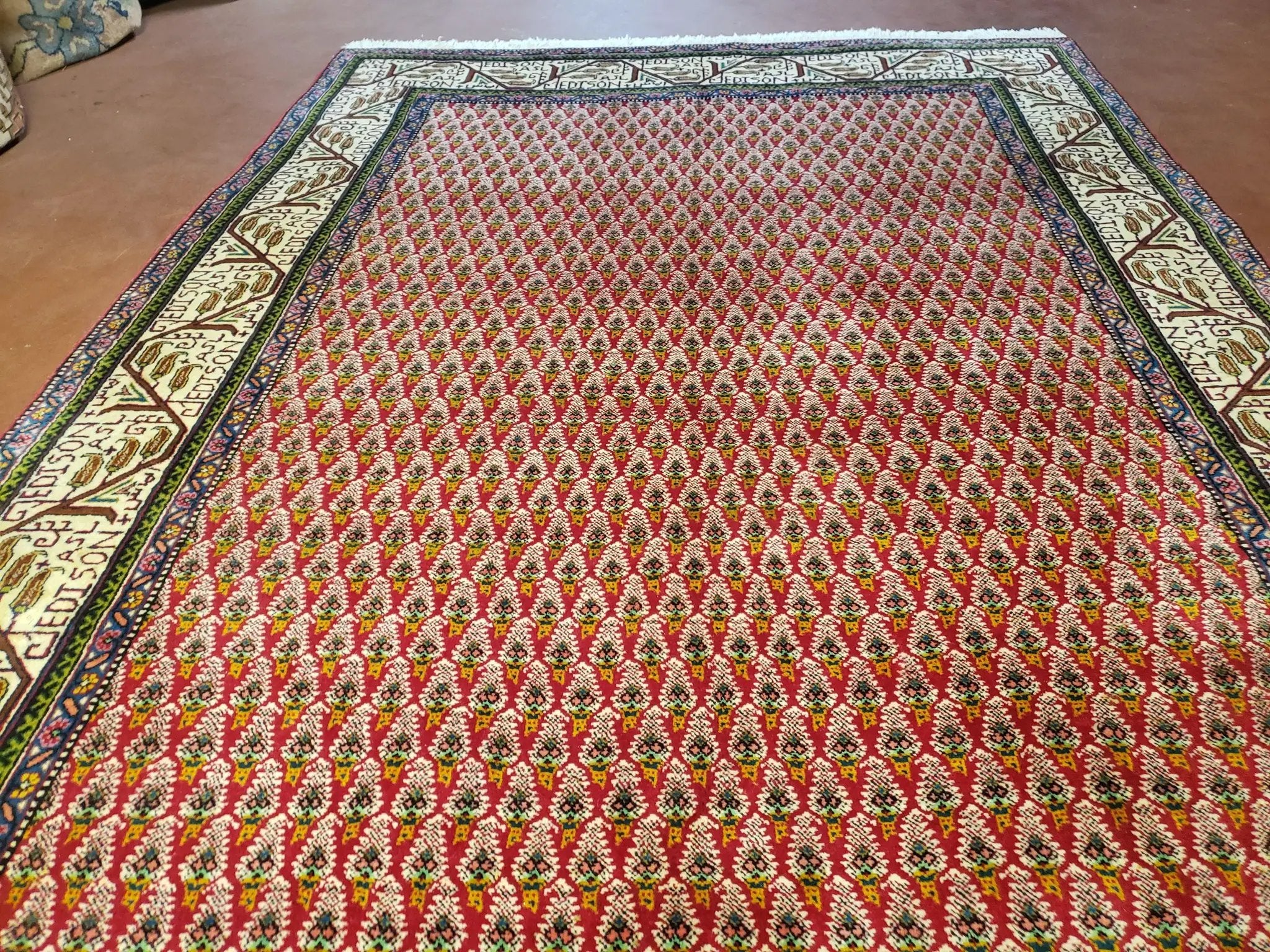6x9 Finely Woven Turkish Tribal Rug, Boteh/Paisley Pattern, Red & Beige Area Rug, Vintage Wool Carpet, Entryway Rug, Hand-Knotted Foyer Rug by Jewel Rugs