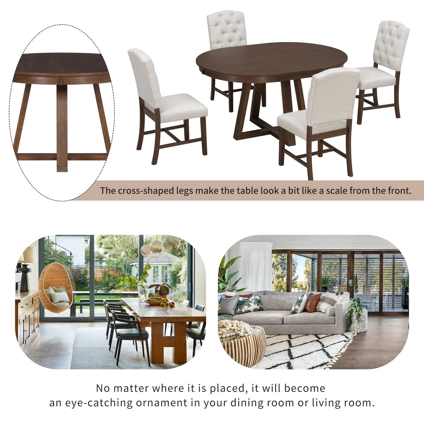 Dining Set With Leaf Round Table And 4 Upholstered Chairs by Unique Piece Furniture