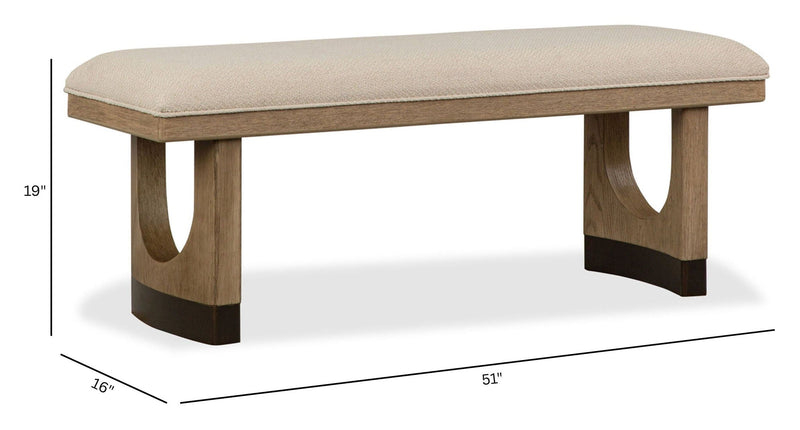 Tristan - Upholstered Backless Bench With U-Shaped Legs - Swiss Coffee, photo 3 of 7