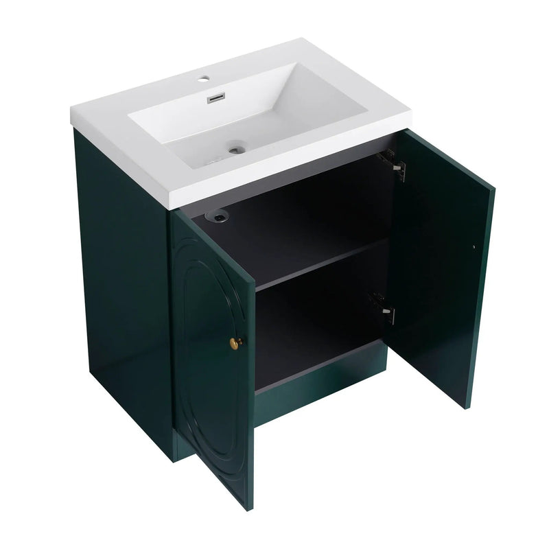 Contemporary Freestanding Bathroom Vanity With Resin Sink & Soft-Close Cabinet Doors by HouseOfZazla