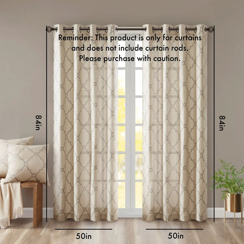 Fretwork Print Grommet Top Window Curtain Panel (One Panel) by HouseOfZazla