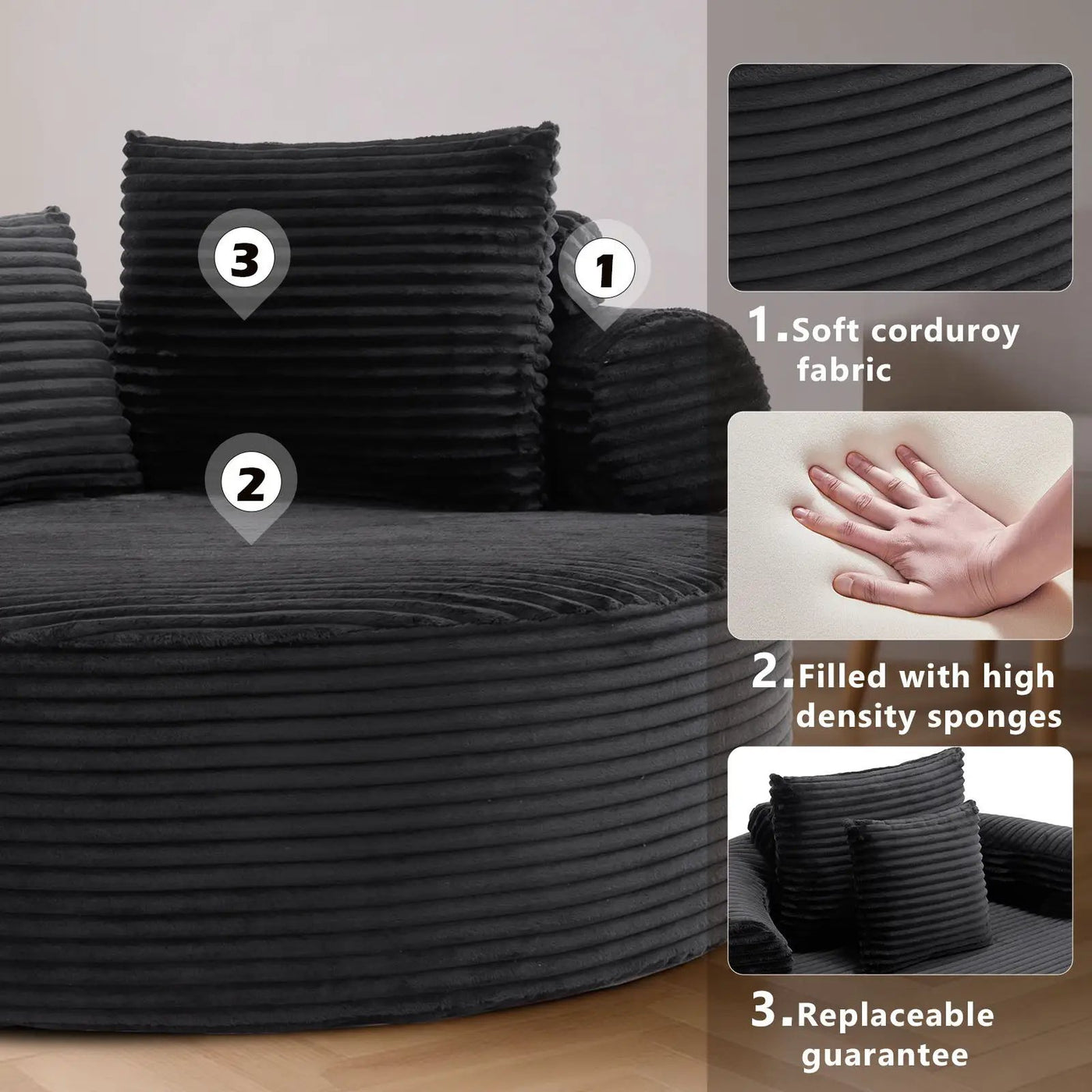 Round Sofa Bed With 3 Pillows For Living Room by HouseOfZazla